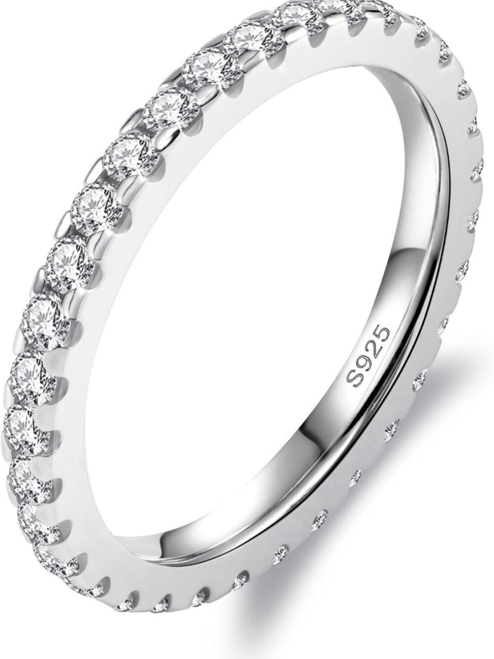 Eternity Moissanite Wedding Band for Women, Stackable Full Circle Ring